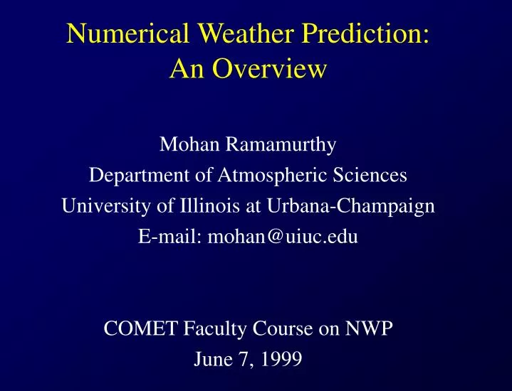 numerical weather prediction an overview