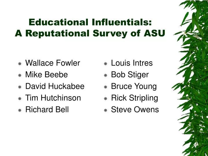 educational influentials a reputational survey of asu