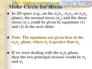 Mohr Circle for stress