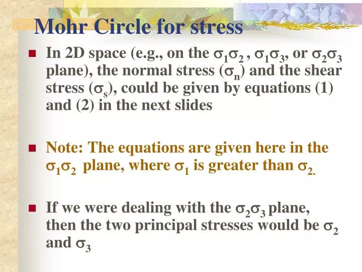mohr circle for stress