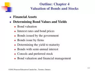 Outline: Chapter 4 Valuation of Bonds and Stocks