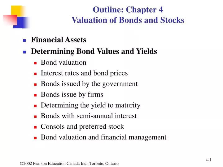 outline chapter 4 valuation of bonds and stocks