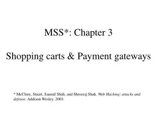 MSS*: Chapter 3 Shopping carts &amp; Payment gateways