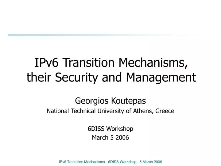 ipv6 transition mechanisms their security and management