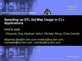 Speeding up STL Set/Map Usage in C++ Applications SIPEW 2008