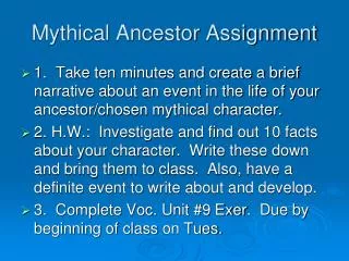 Mythical Ancestor Assignment