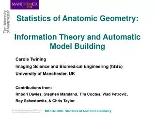 Statistics of Anatomic Geometry: Information Theory and Automatic Model Building