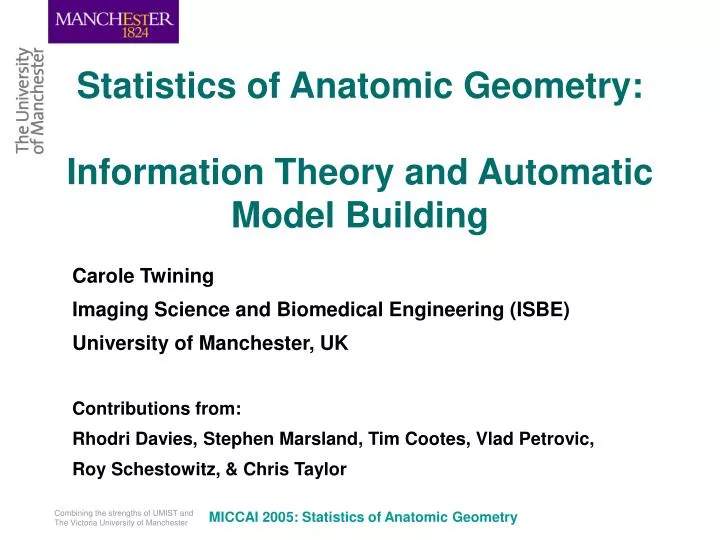 statistics of anatomic geometry information theory and automatic model building