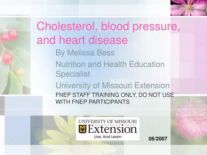 cholesterol blood pressure and heart disease