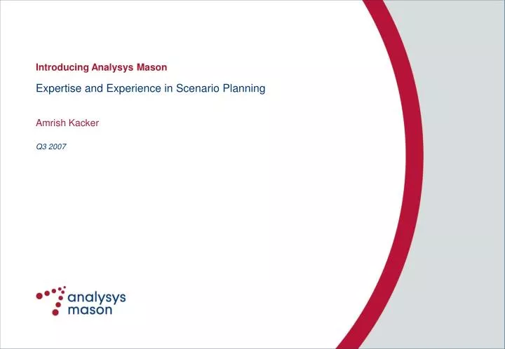 expertise and experience in scenario planning