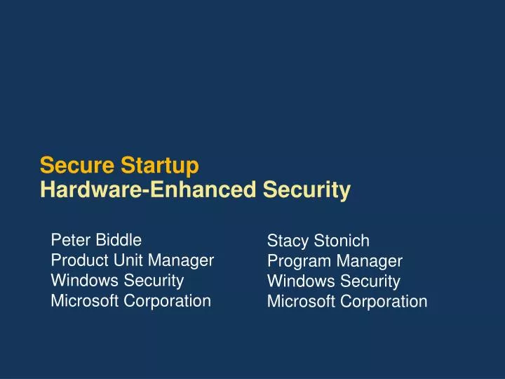 secure startup hardware enhanced security