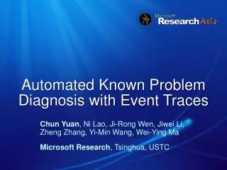 Automated Known Problem Diagnosis with Event Traces