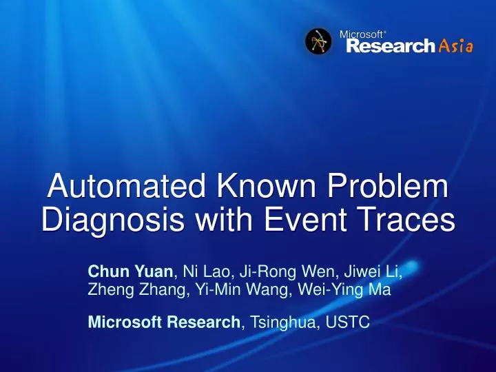 automated known problem diagnosis with event traces