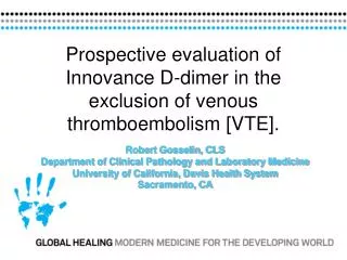 Prospective evaluation of Innovance D-dimer in the exclusion of venous thromboembolism [VTE].
