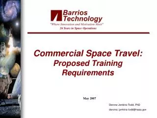 Commercial Space Travel: Proposed Training Requirements
