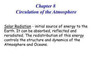 Chapter 8 Circulation of the Atmosphere