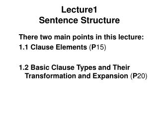 Lecture1 Sentence Structure