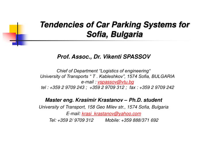 tendencies of car parking systems for sofia bulgaria
