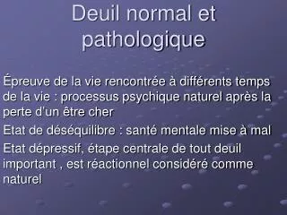 Deuil normal et pathologique