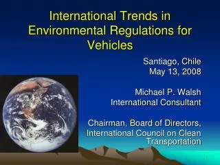 International Trends in Environmental Regulations for Vehicles