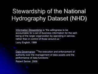 Stewardship of the National Hydrography Dataset (NHD)