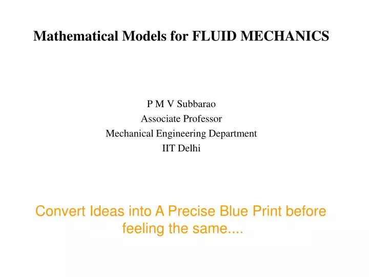 mathematical models for fluid mechanics
