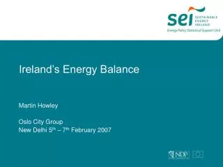 Ireland’s Energy Balance