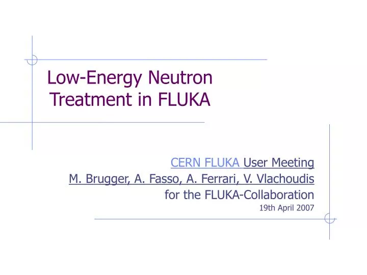 low energy neutron treatment in fluka