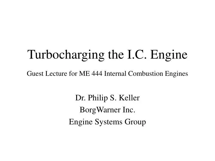 turbocharging the i c engine guest lecture for me 444 internal combustion engines
