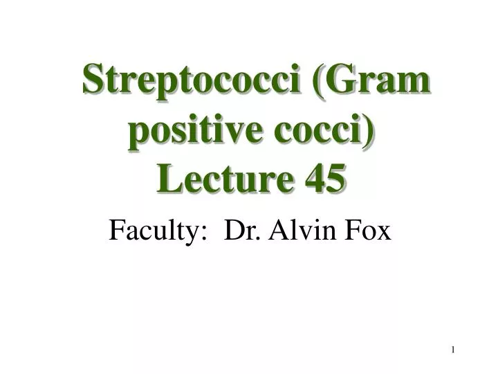 streptococci gram positive cocci lecture 45
