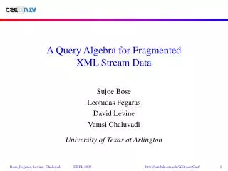 A Query Algebra for Fragmented XML Stream Data