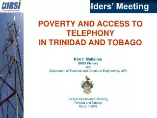 POVERTY AND ACCESS TO TELEPHONY IN TRINIDAD AND TOBAGO