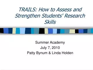 TRAILS: How to Assess and Strengthen Students' Research Skills