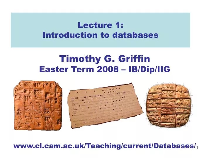 lecture 1 introduction to databases
