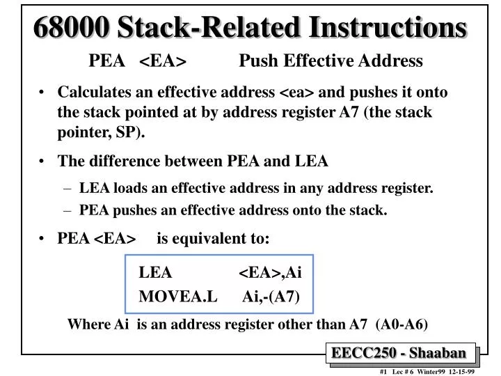 68000 stack related instructions