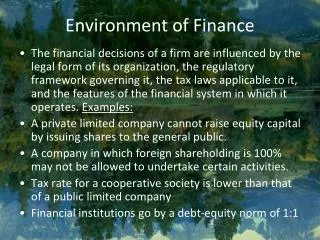 Environment of Finance