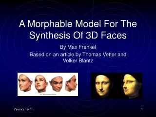 A Morphable Model For The Synthesis Of 3D Faces