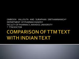 COMPARISON OF TTM TEXT WITH INDIAN TEXT