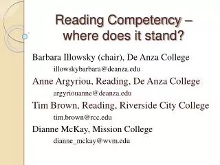 Reading Competency – where does it stand?