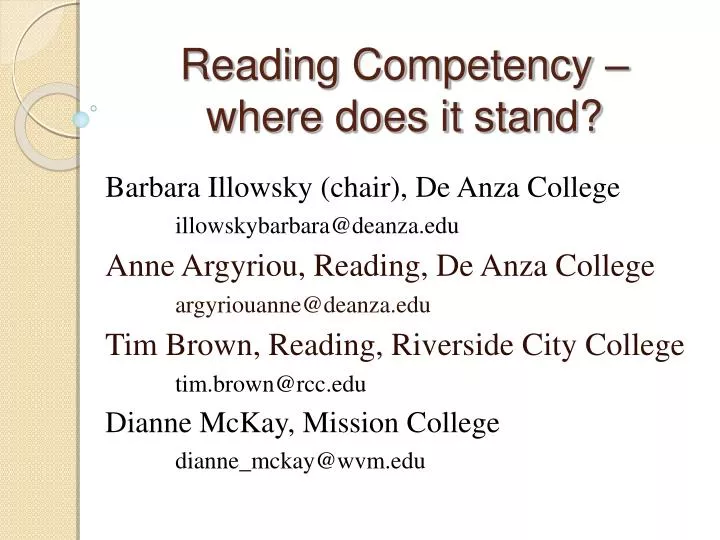 reading competency where does it stand