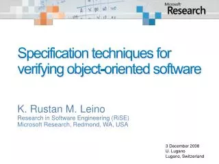 Specification techniques for verifying object-oriented software