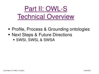 Part II: OWL-S Technical Overview