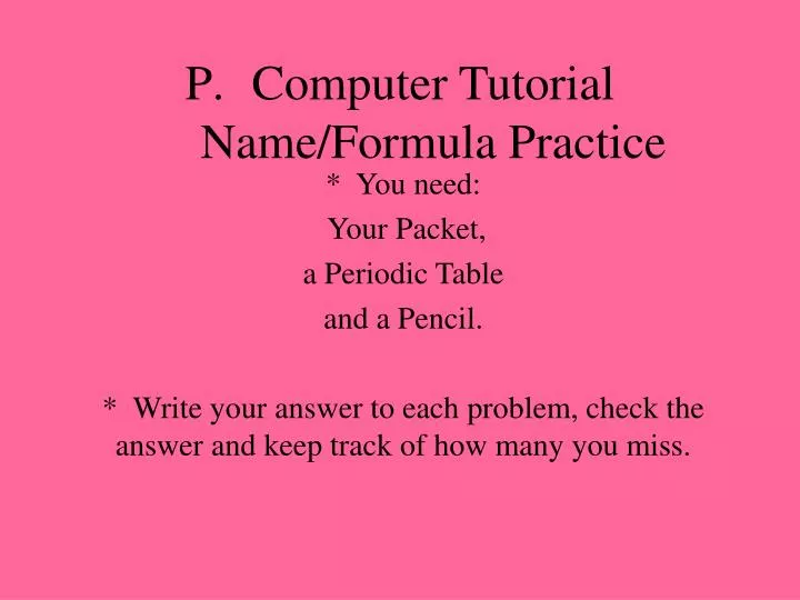 computer tutorial name formula practice