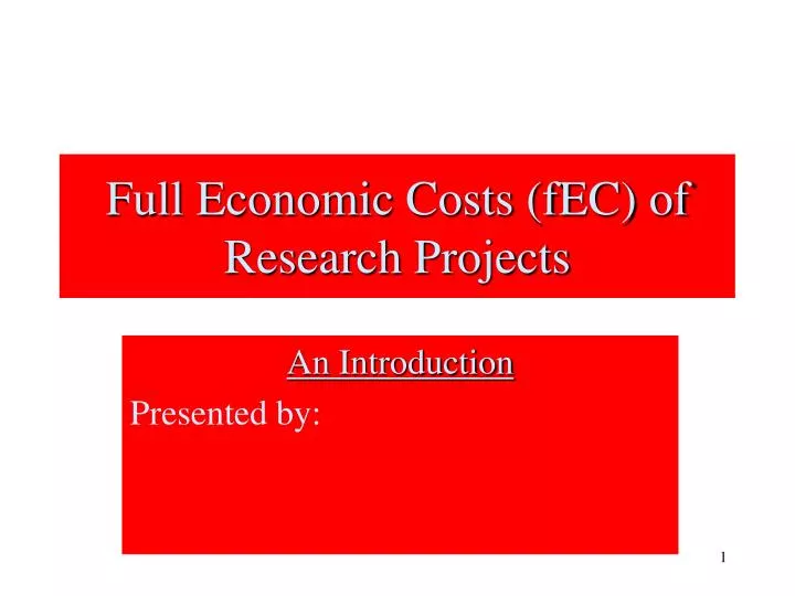 full economic costs fec of research projects