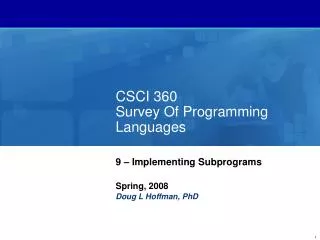 CSCI 360 Survey Of Programming Languages