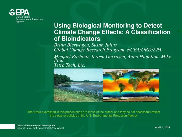 using biological monitoring to detect climate change effects a classification of bioindicators