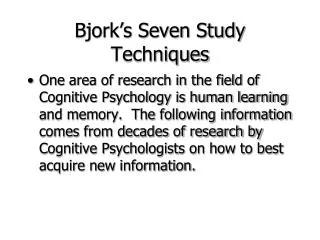 Bjork’s Seven Study Techniques