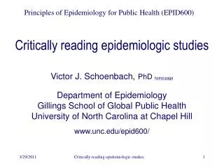 Critically reading epidemiologic studies