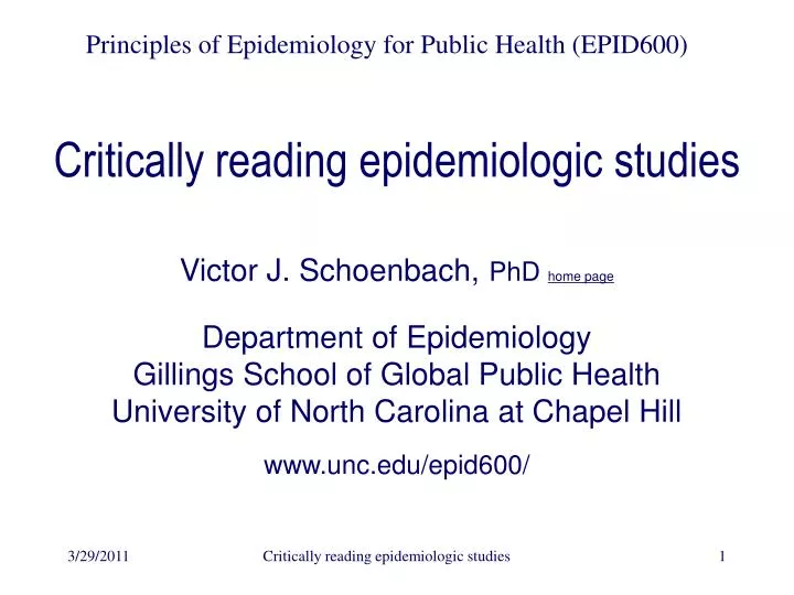critically reading epidemiologic studies
