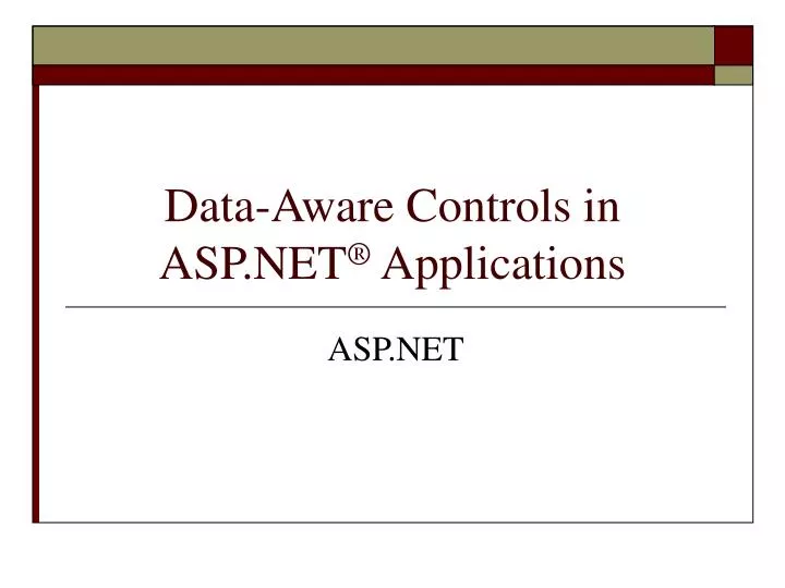 data aware controls in asp net applications